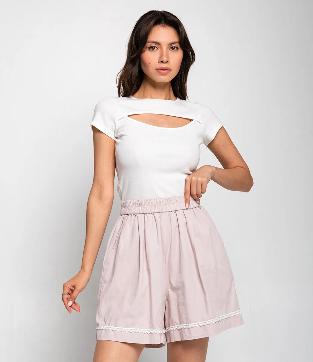 Шорты #КТ2579, пудровый