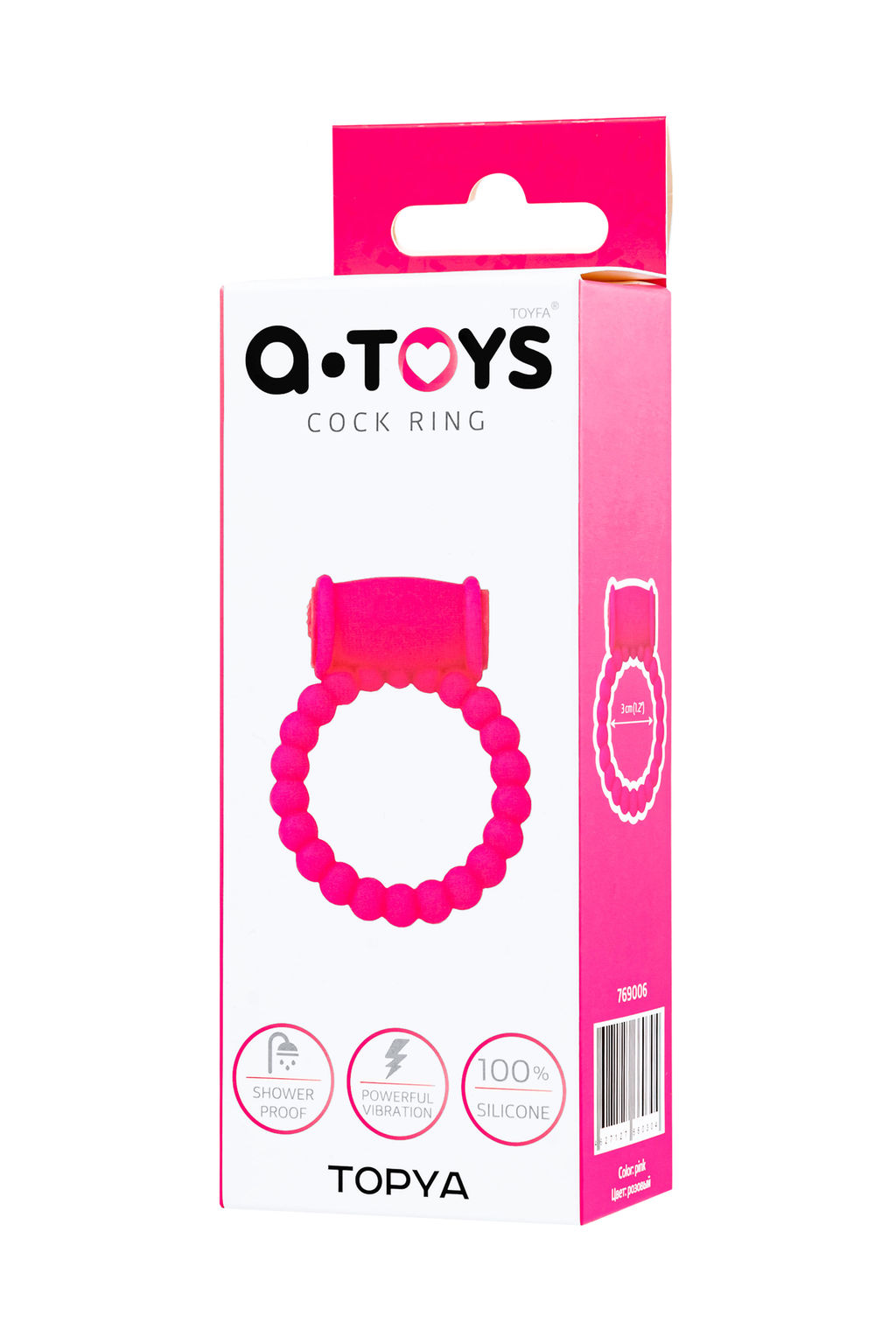 Эрекционное кольцо на пенис A-Toys by TOYFA Topya, силикон, розовый, 3,5 см