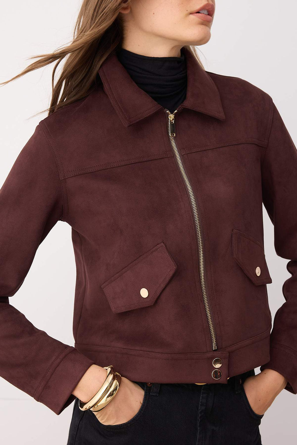 Koyu Kahverengi Fitted Kal?p Suet Ince Ceket Mont TWOAW26MO00016 - Trendyolmilla фото 3