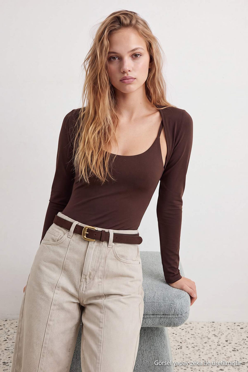 Koyu Kahverengi D_z Fitted Havuz Yaka Bolerolu Uzun Kol Micro _rme Body TWOAW27BD00001 - Trendyolmilla фото 2