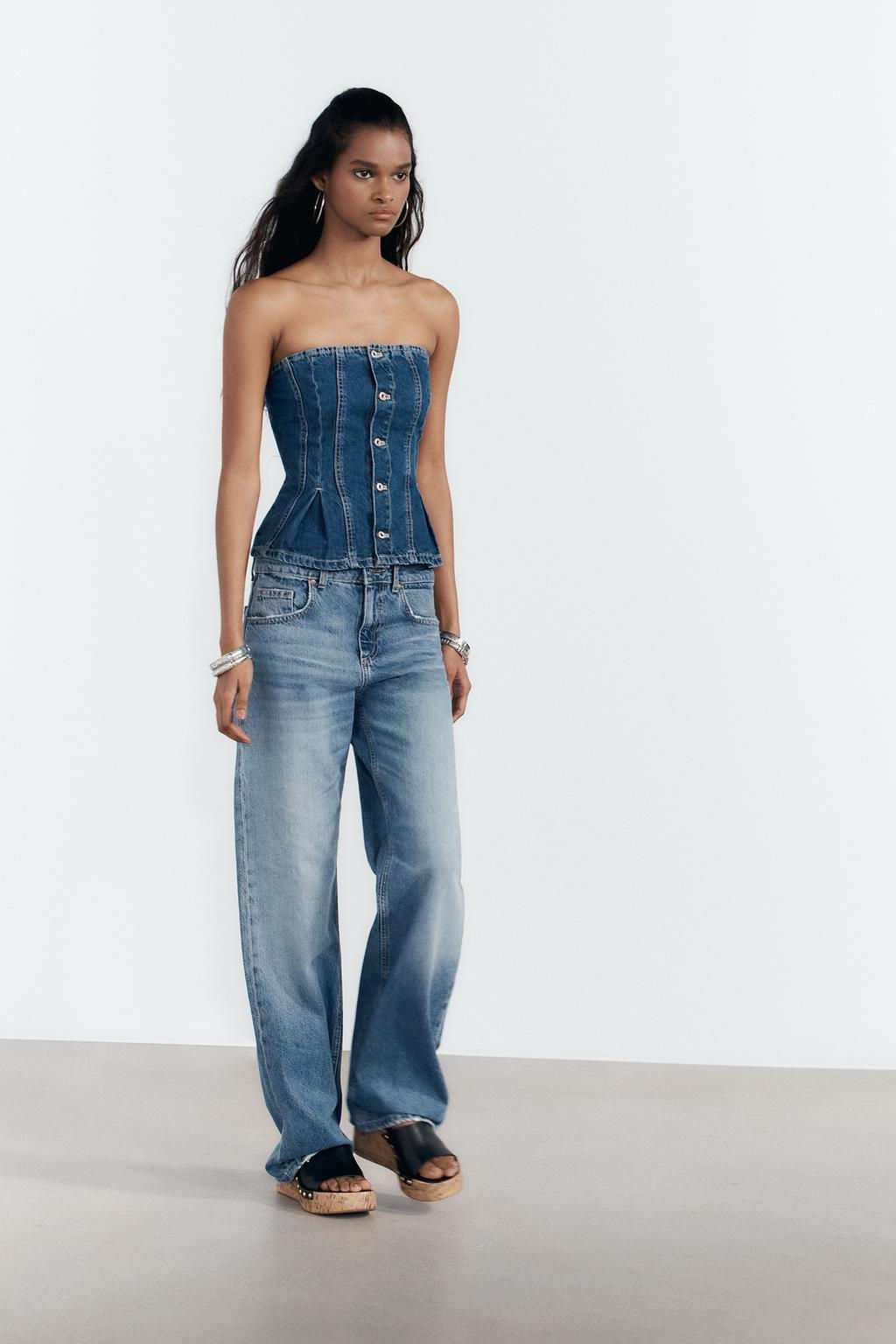 TRF MID-WAIST WIDE-LEG JEANS - Zara фото 3