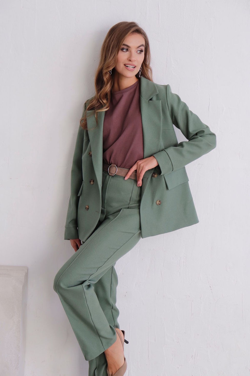 11722 Брюки со стрелками в приглушённом зелёном - Martichelli фото 26