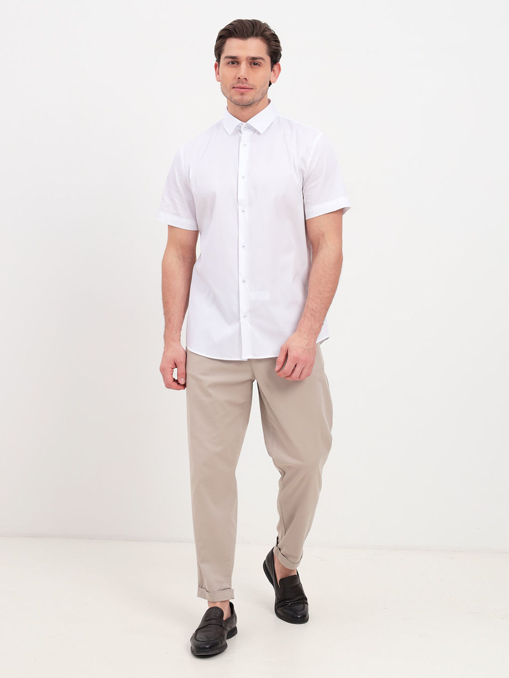 Сорочка мужская короткий рукав GREG 113/207/0072/ZN/1p STRETCH  фото 7