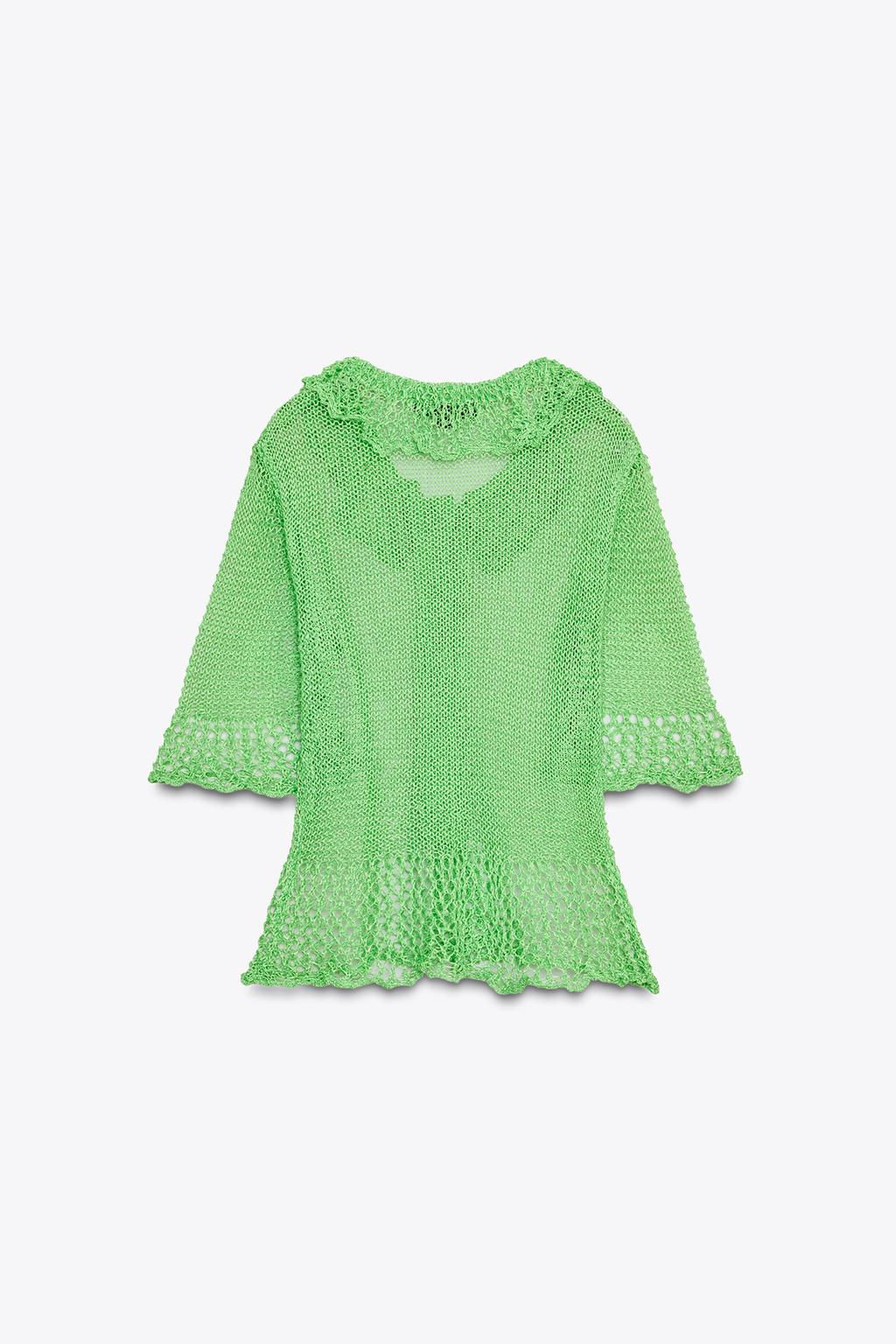 OPEN KNIT CARDIGAN WITH SHORT SLEEVES - Zara фото 7