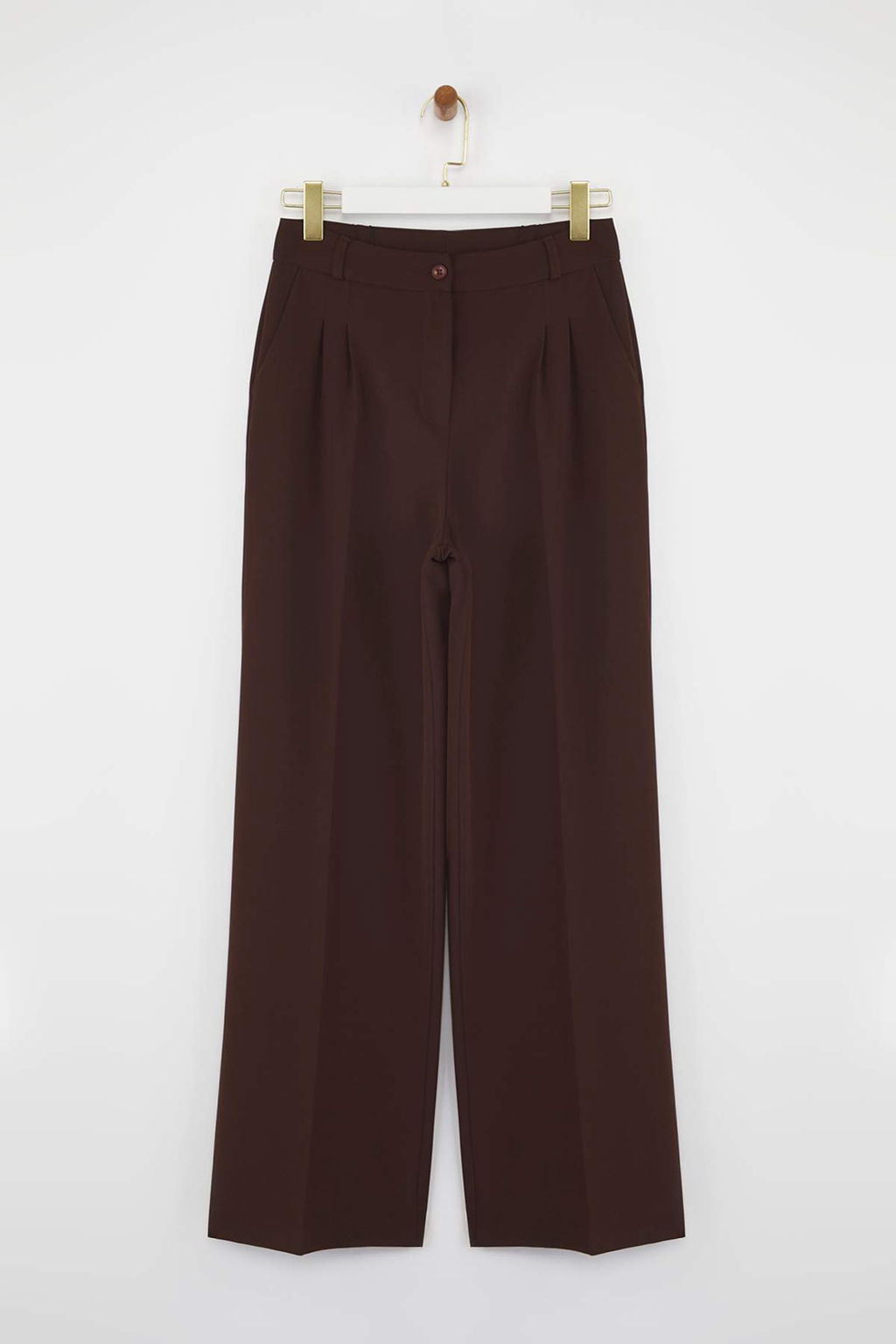 Kahverengi Pilili Wide Leg/Genis Paca Pantolon TWOAW25PL00109