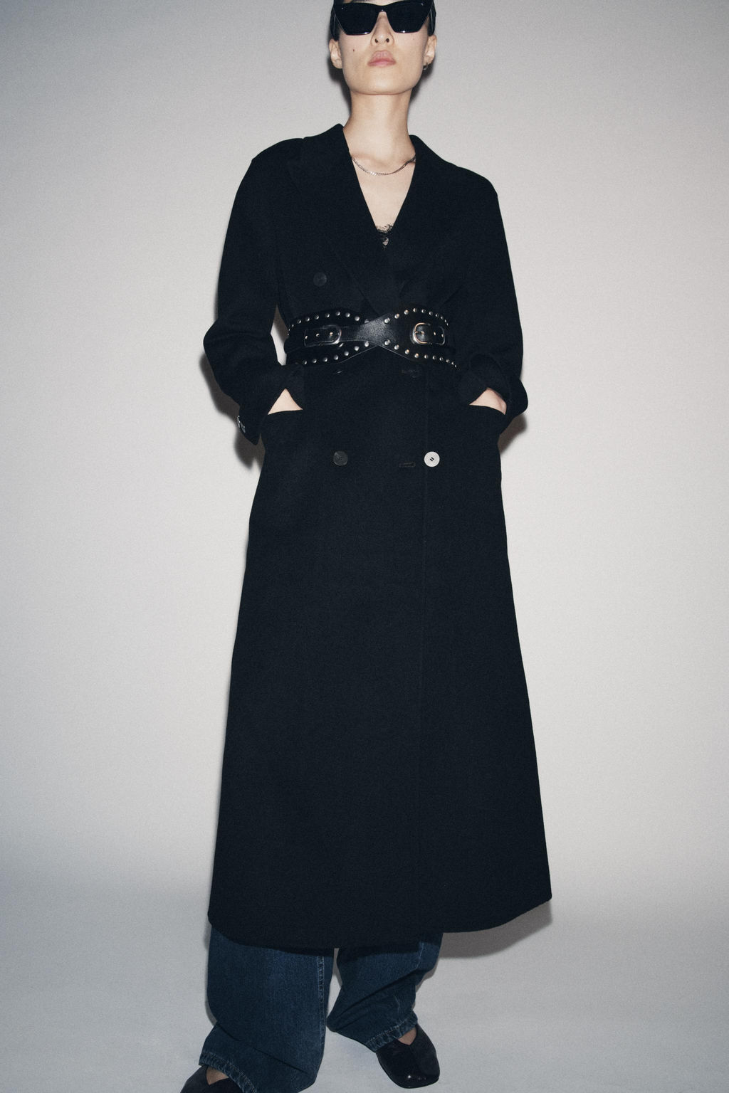 LEATHER WAIST BELT WITH STUDS