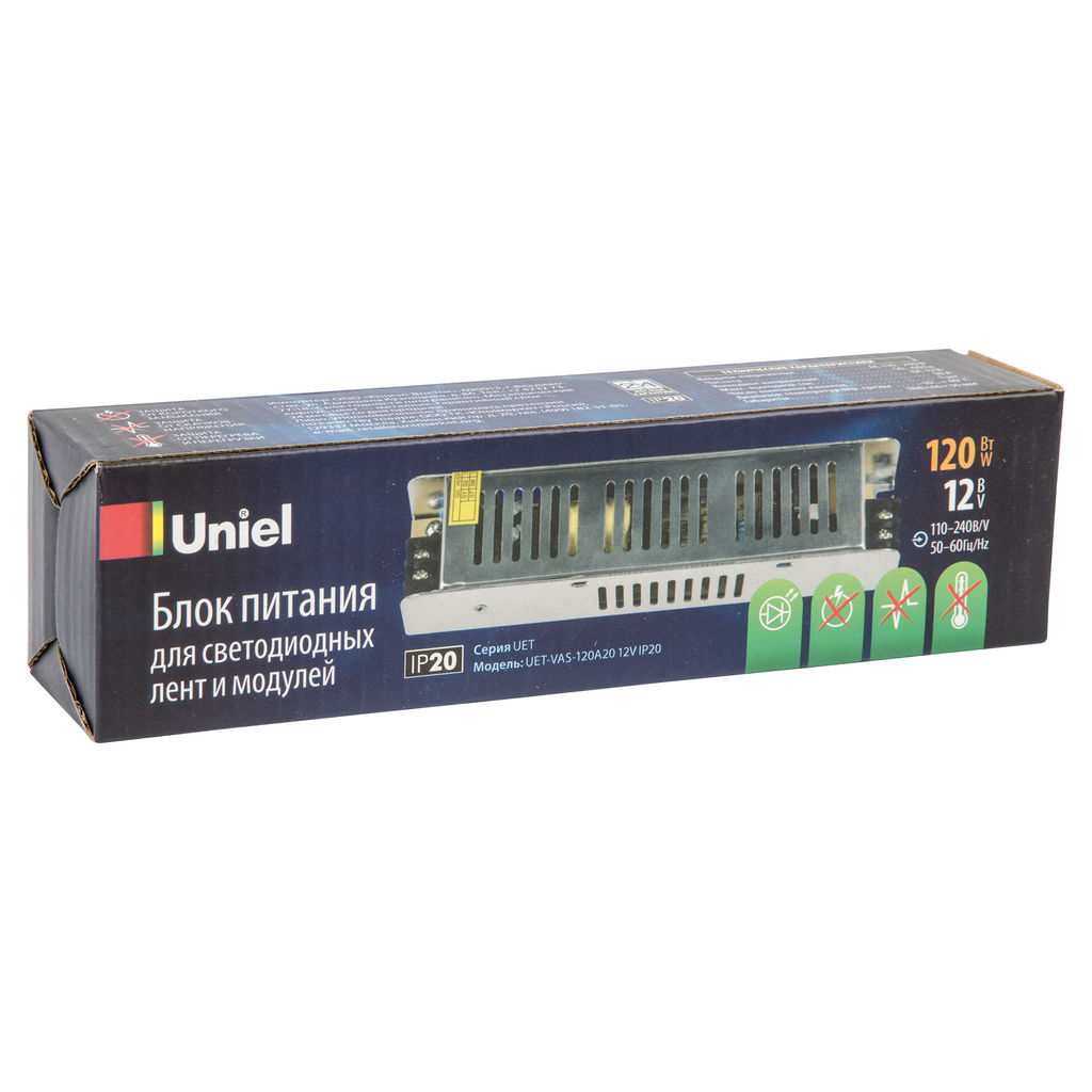 UET-VAS-120A20 12V IP20 Блок питания, 120Вт. Металлический корпус. TM Uniel