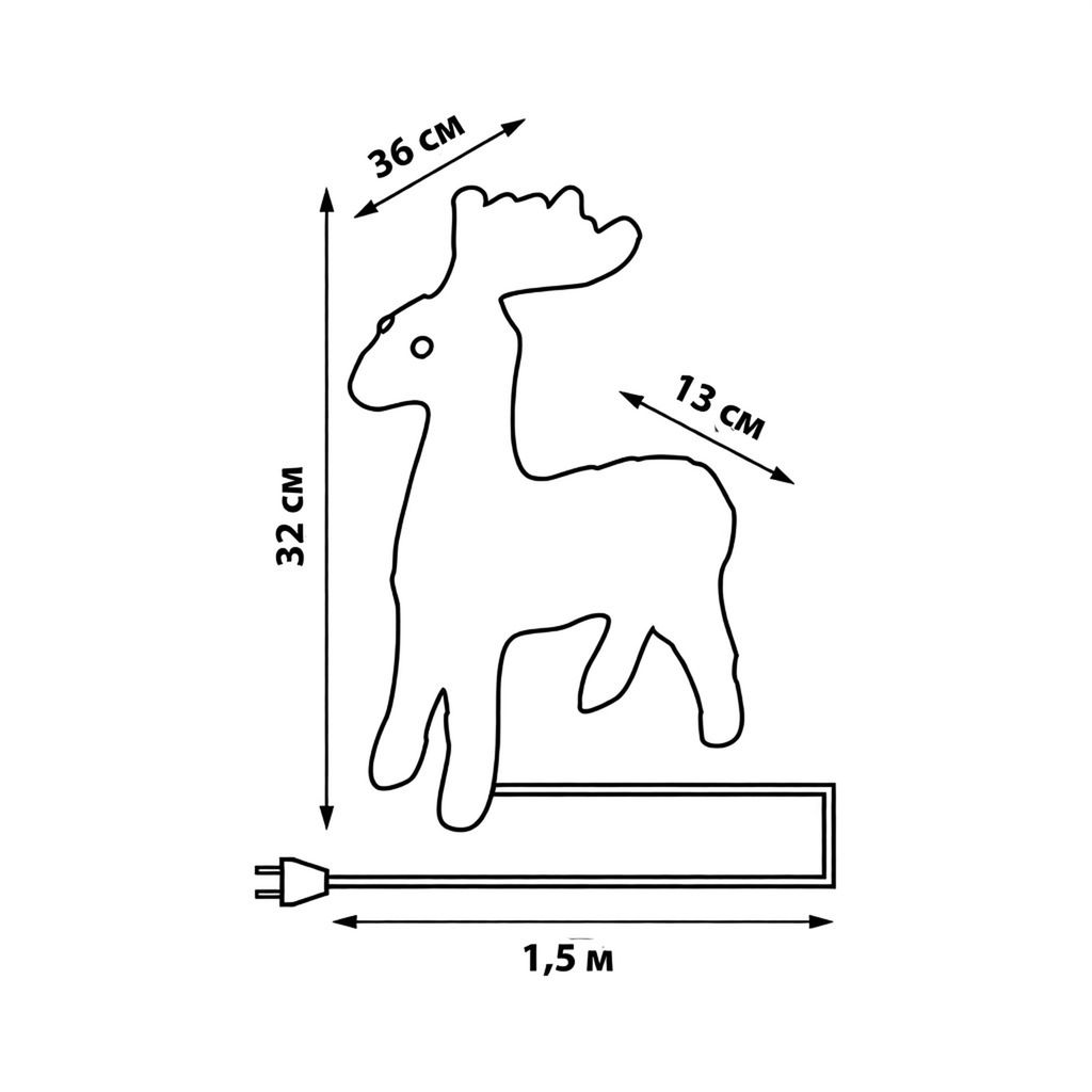 ULD-M3739-040/STA WHITE IP20 DEER Фигура светодиодная Олень, 36*32см, 40 светодиодов. Белый свет. Провод прозрачный. TM Uniel