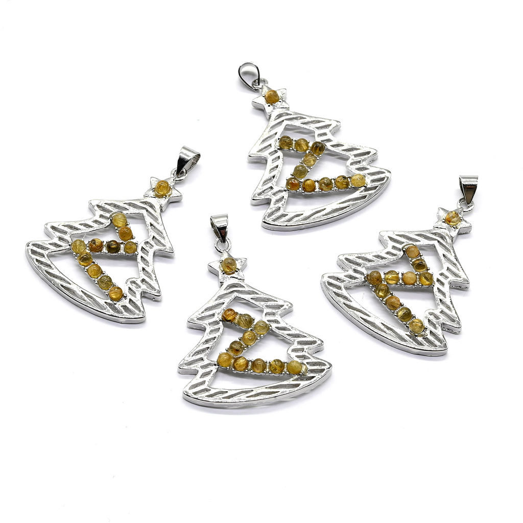 Подвеска с агатом волосатиком "Ёлочка" 28*37мм