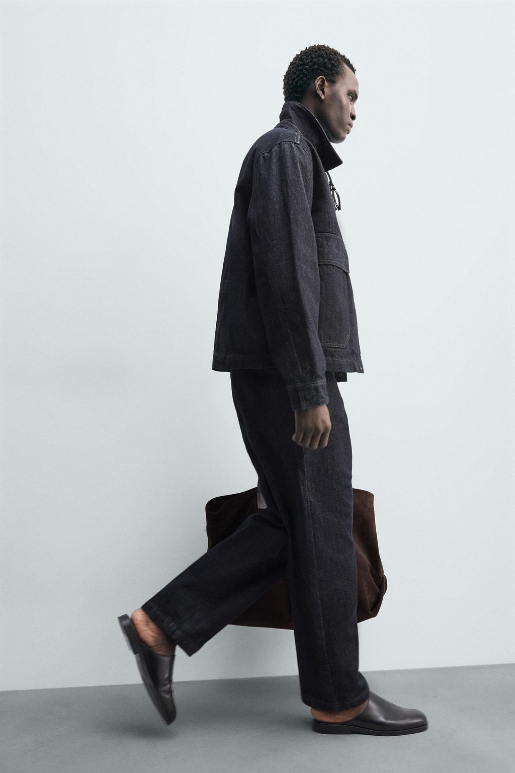 RELAXED FIT DENIM CHINO TROUSERS - Zara фото 6