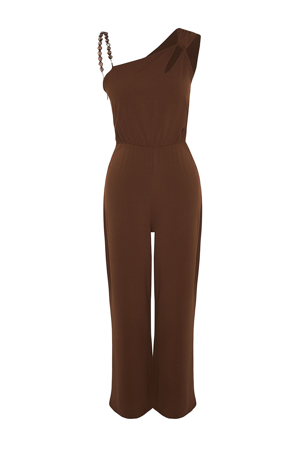 TRENDYOLMILLA Kahverengi Tek Omuz Maxi Dokuma Tulum TWOSS23TU00190  фото 6