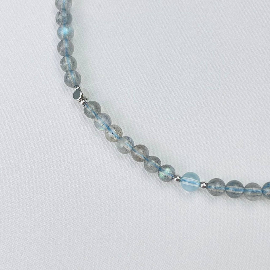 Бусы детские из Лабрадора и Перламутра 35 см +