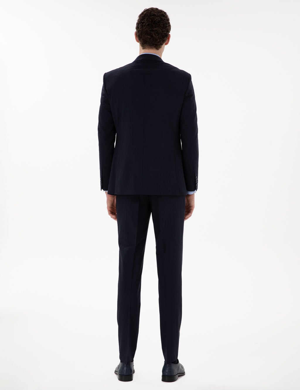 Lacivert Extra Slim Fit _izgili Y_nl_ Tak_m Elbise