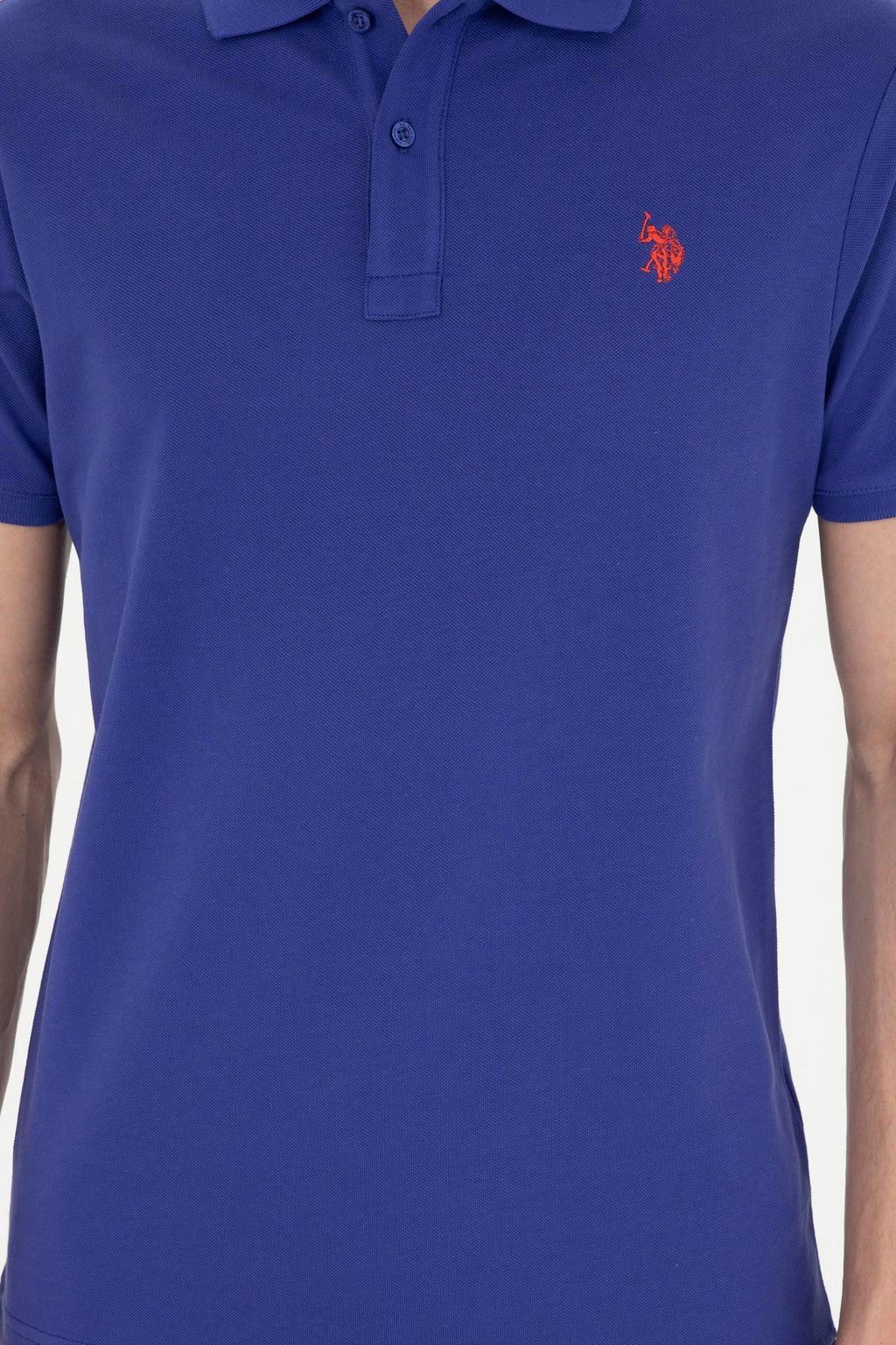 Поло Slim Fit Basic синий из хлопка