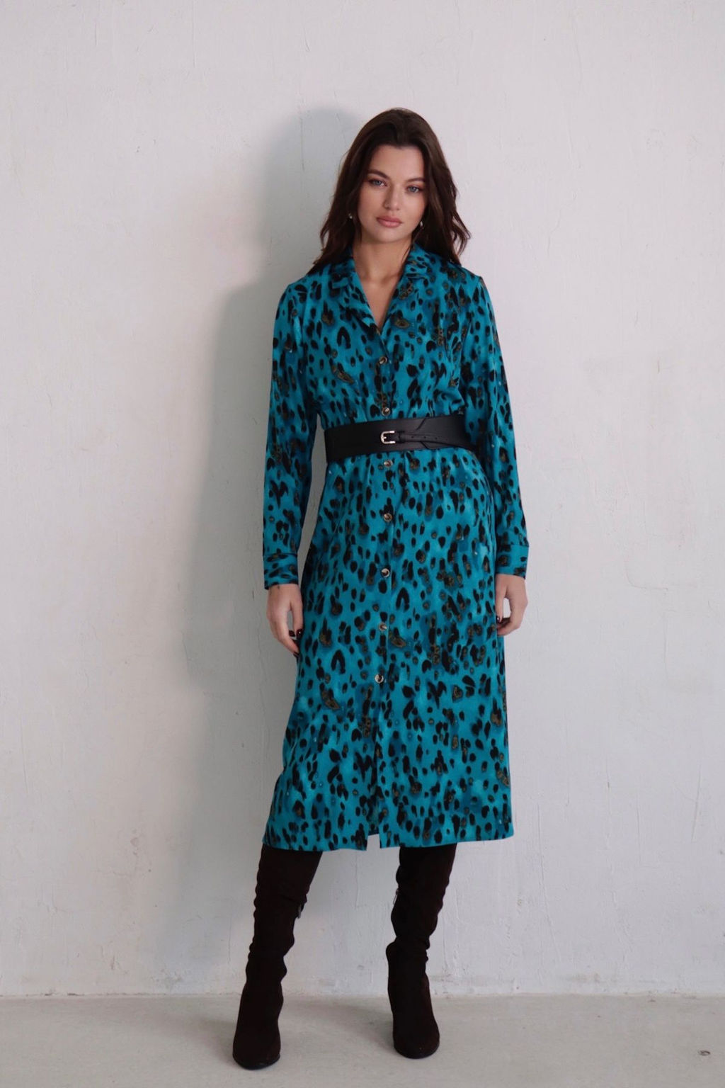 Платье-рубашка с английским воротником принт - Martichelli фото 2