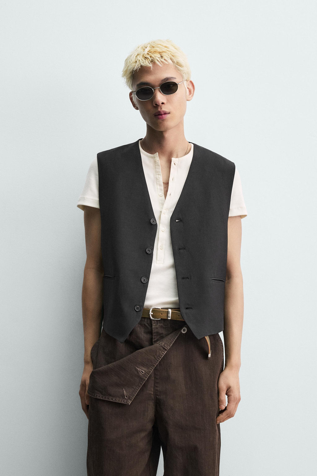 CHALECO TRAJE VISCOSA - LINO / Negro - Zara фото 2