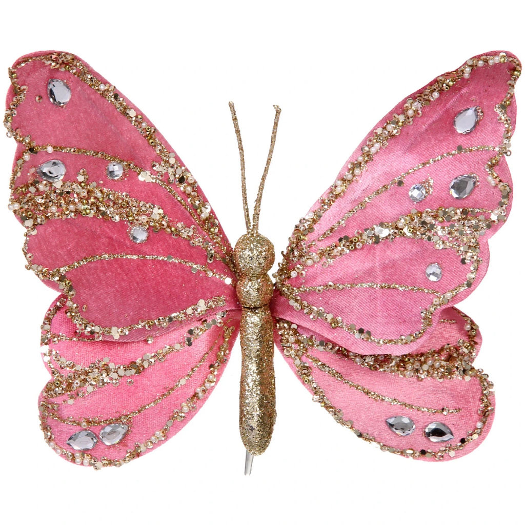 Украшение новогоднее "Нежная бабочка" 19*19 см, Розовый