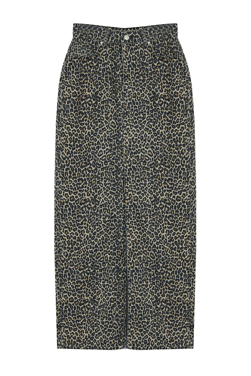 TRENDYOLMILLA Cok Renkli Leopar Desenli Kahverengi Midi Denim Etek TWOAW25ET00009 фото 6