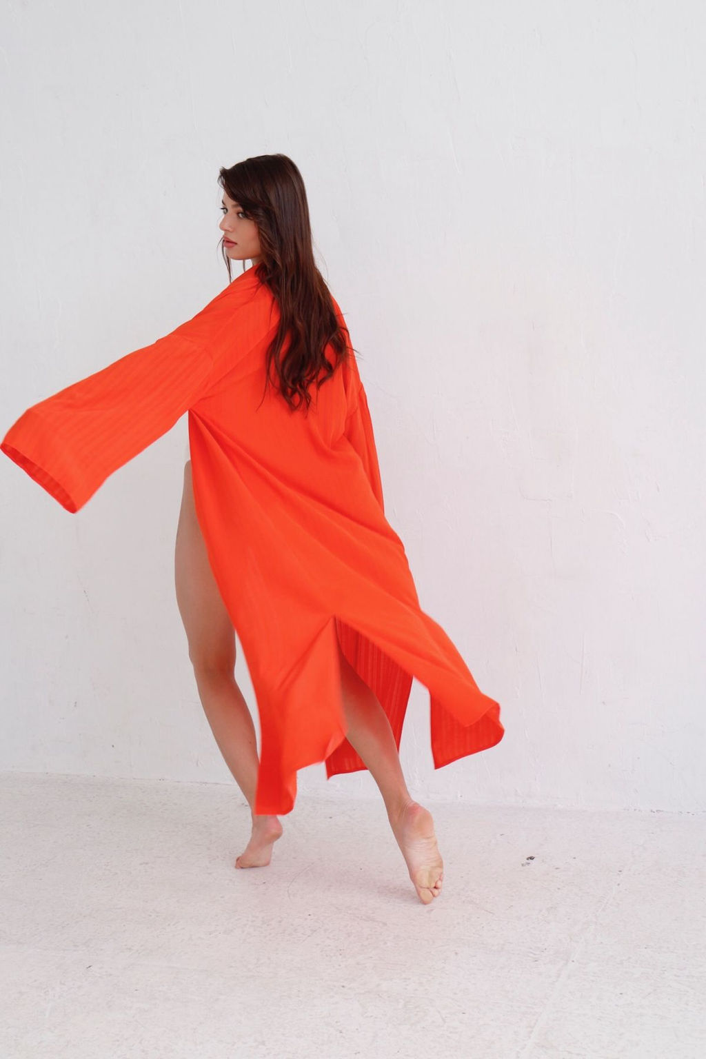 9463 Кимоно длинное красно-оранжевое - Martichelli фото 3