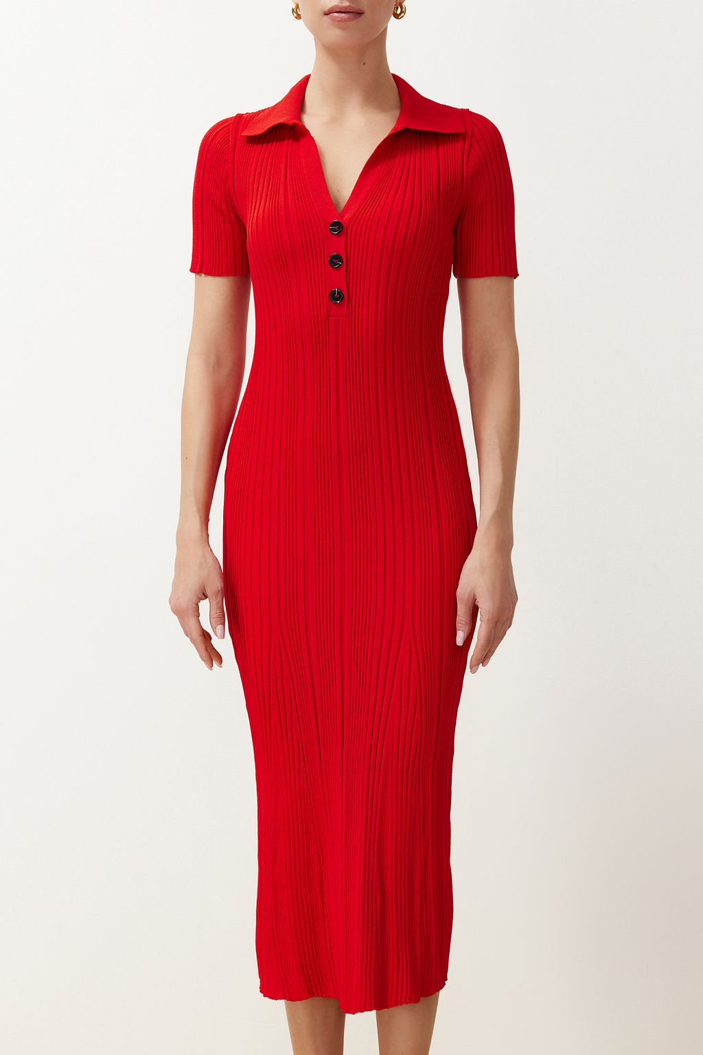 TRENDYOLMILLA Lacivert Maxi Triko Polo Yaka Elbise TWOSS24EL00282 фото 14