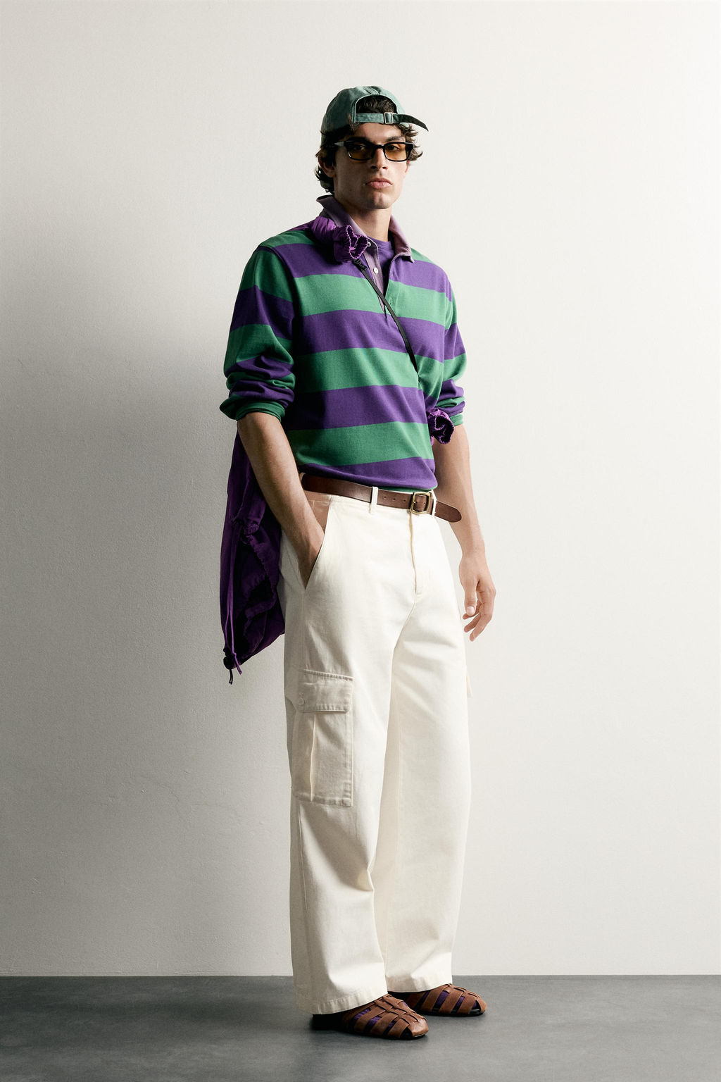 POLO REGULAR FIT RAYAS CUELLO CONTRASTE / Morado - Zara фото 4