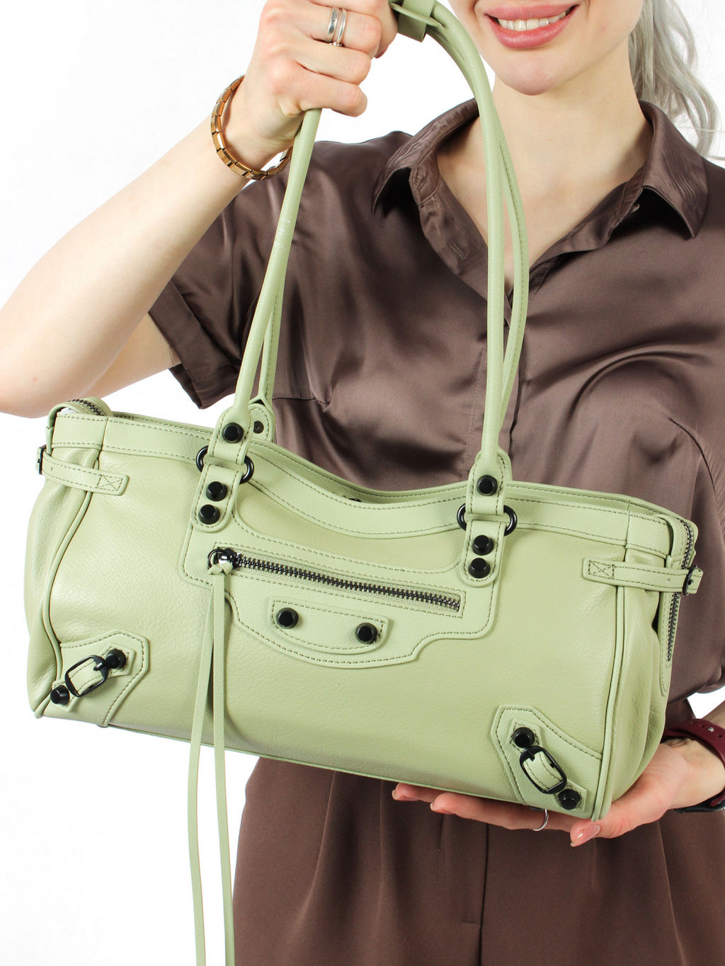 LACCOMA сумка АЛ3093-зеленый натуральная кожа хлопок