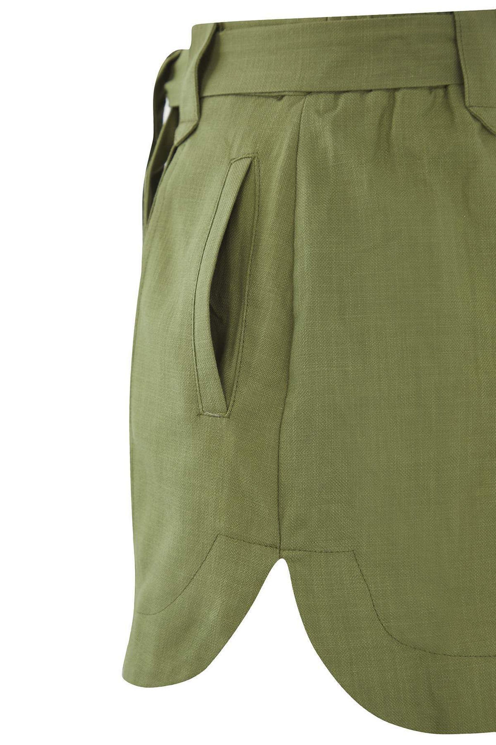 Trendyolmilla Ac?k Haki Keten Gorunumlu Kusakl? Sort & Bermuda TWOSS25SR00224