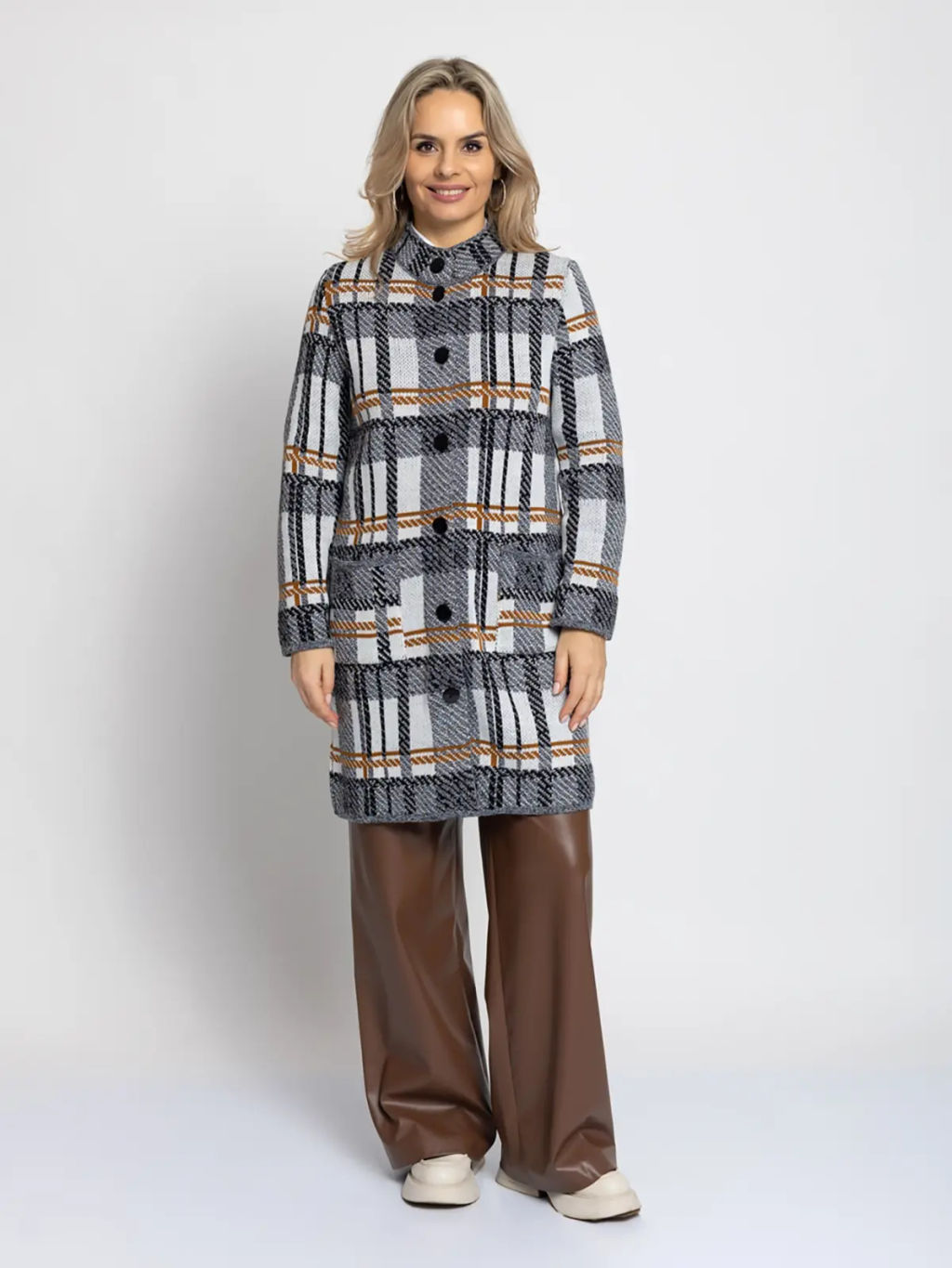 Кардиган В 1579/черн-горчич