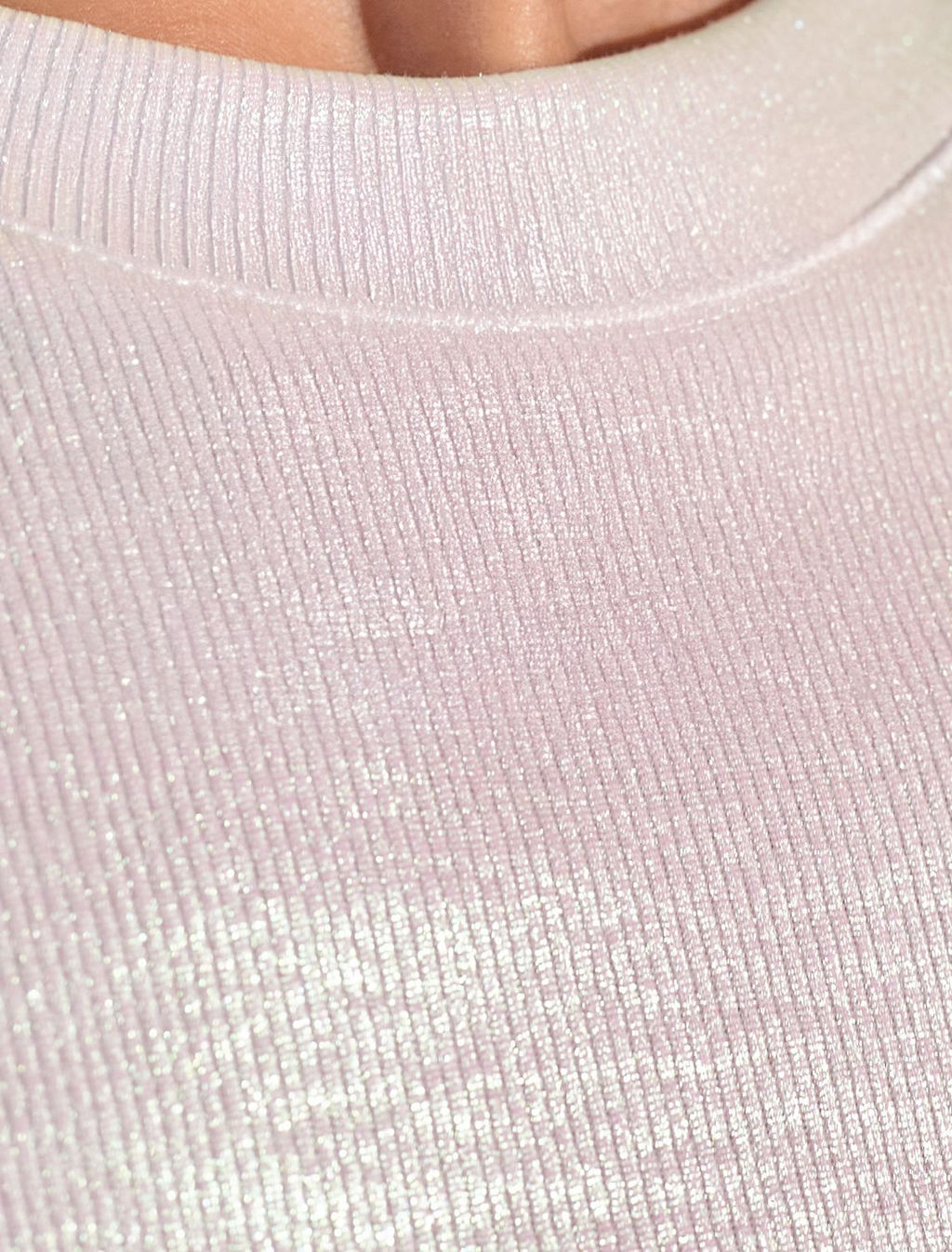 Топ с закрытым декольте из хлопка с эластаном в рубчик с матовым покрытием металлик - Vilatte фото 2