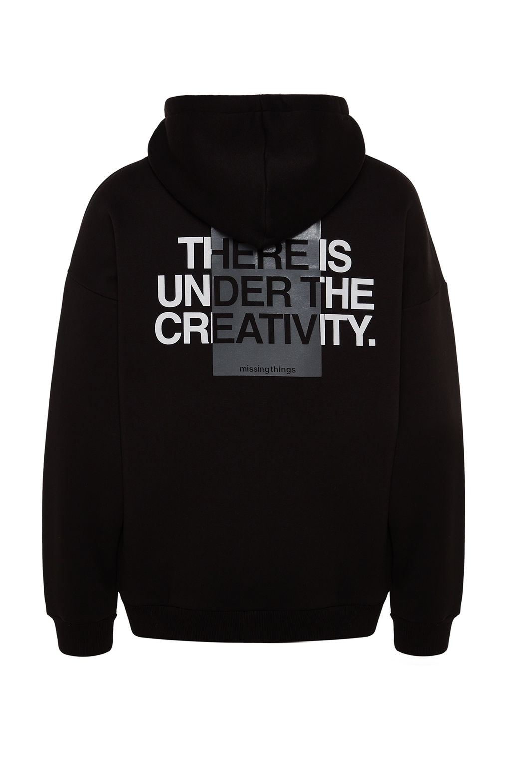 TRENDYOL MAN Siyah %100 Pamuk Oversize/Genis Kesim Kapusonlu Uzun Kol S?rt Yaz? Bask?l? Sweatshirt TMNAW24SW00220 - Trendyolmilla фото 8