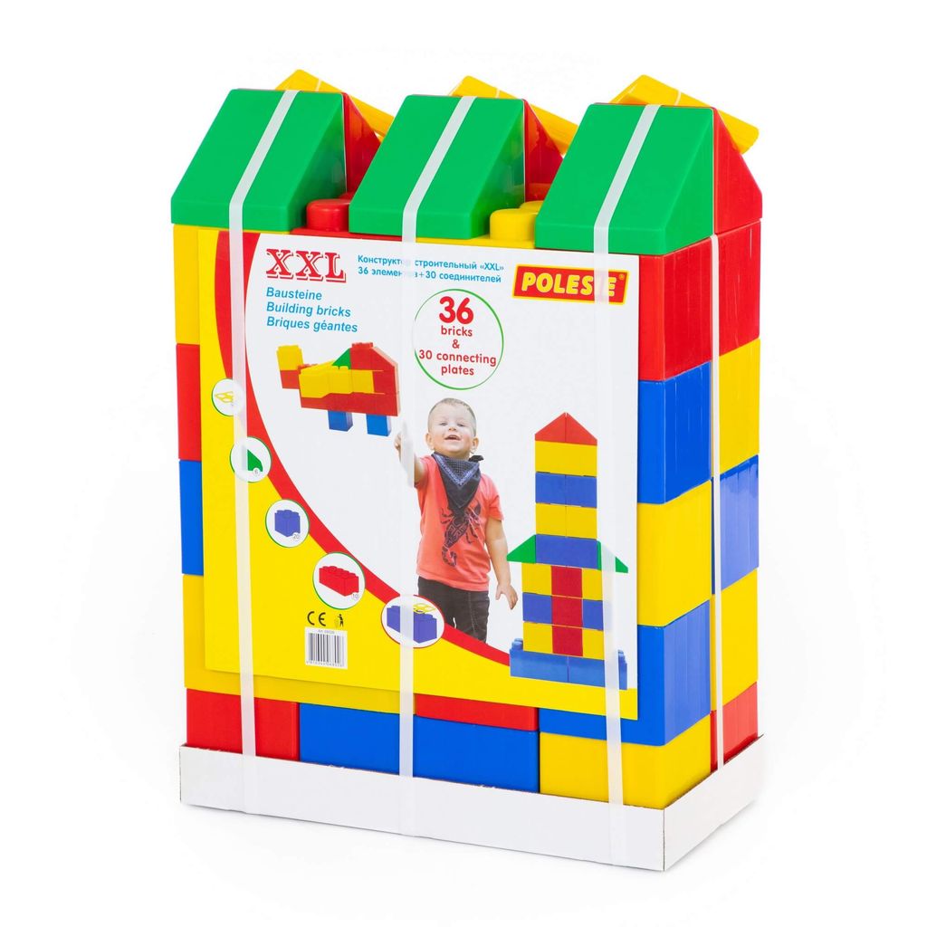 Конструктор строительный XXL, 36 элементов + соединитель (30 элементов) - Полесье фото 7