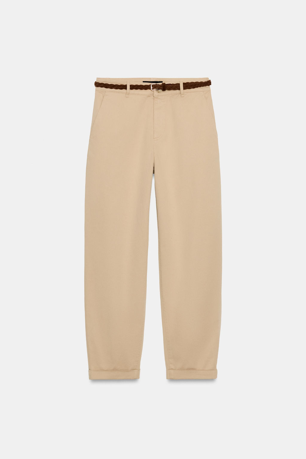 PANTAL?N CHINO CINTUR?N TRENZADO / Camel claro - Zara фото 5