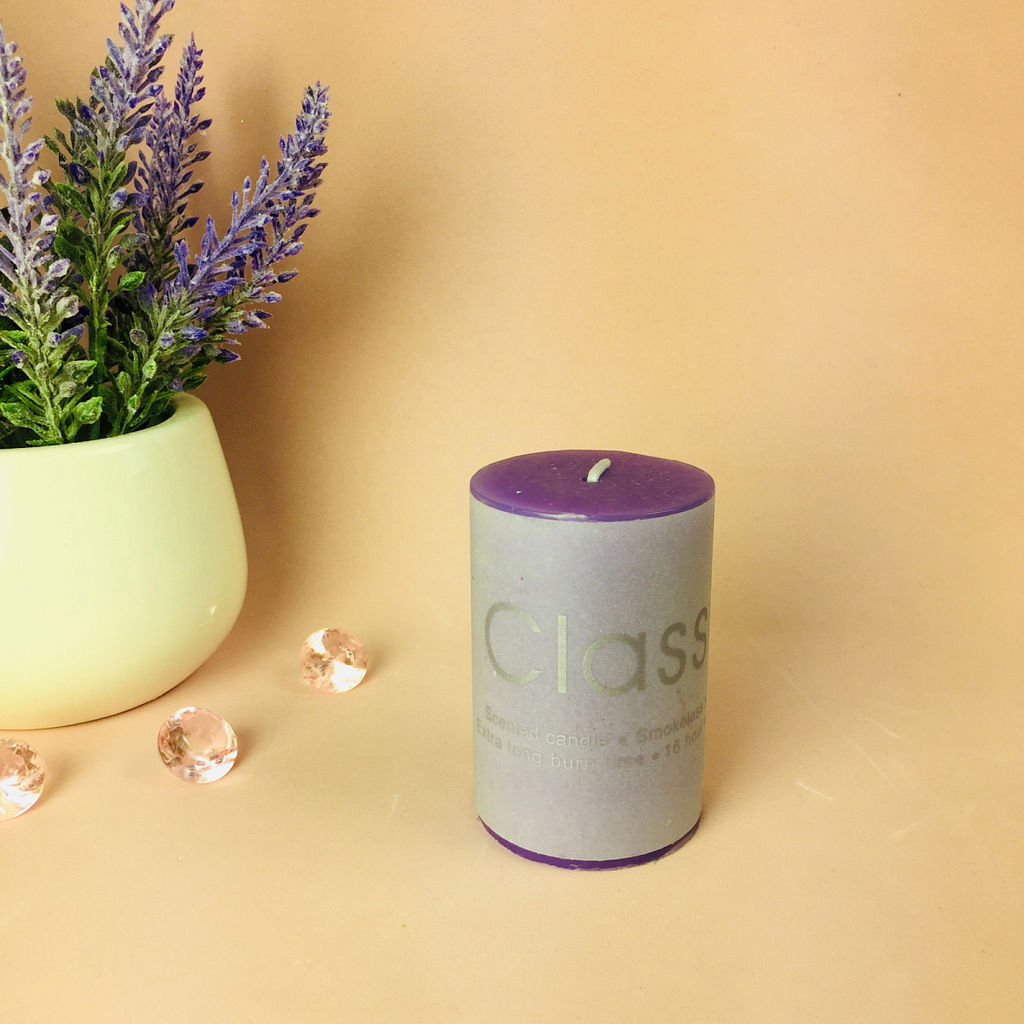 Цена за 4 шт. Свеча "Classic" 5*7,5см цвет лавандовый ZD-002