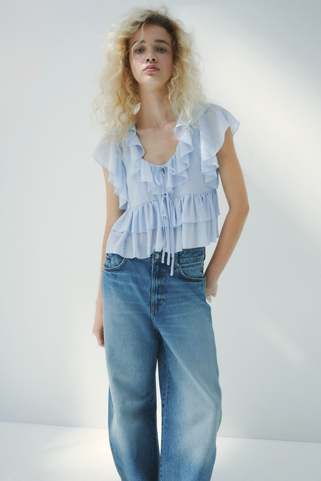 Flounced tie-front blouse - H&m фото 6