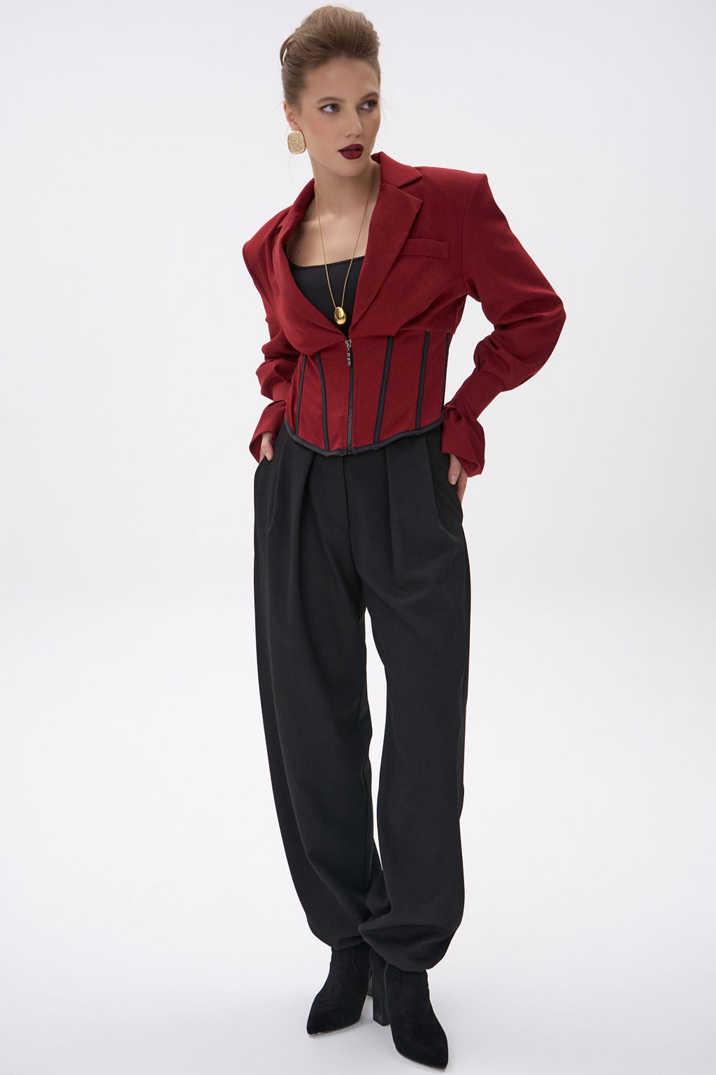 Пиджак  корсет Джуди (бордовый) - Эльза фото 13