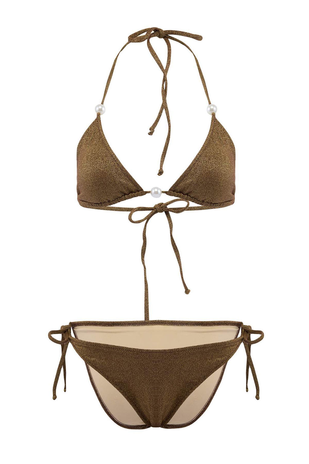 TRENDYOLMILLA Siyah Ucgen Inci Aksesuarl? Simli Regular Bikini Tak?m? TBESS25BT00059  фото 29