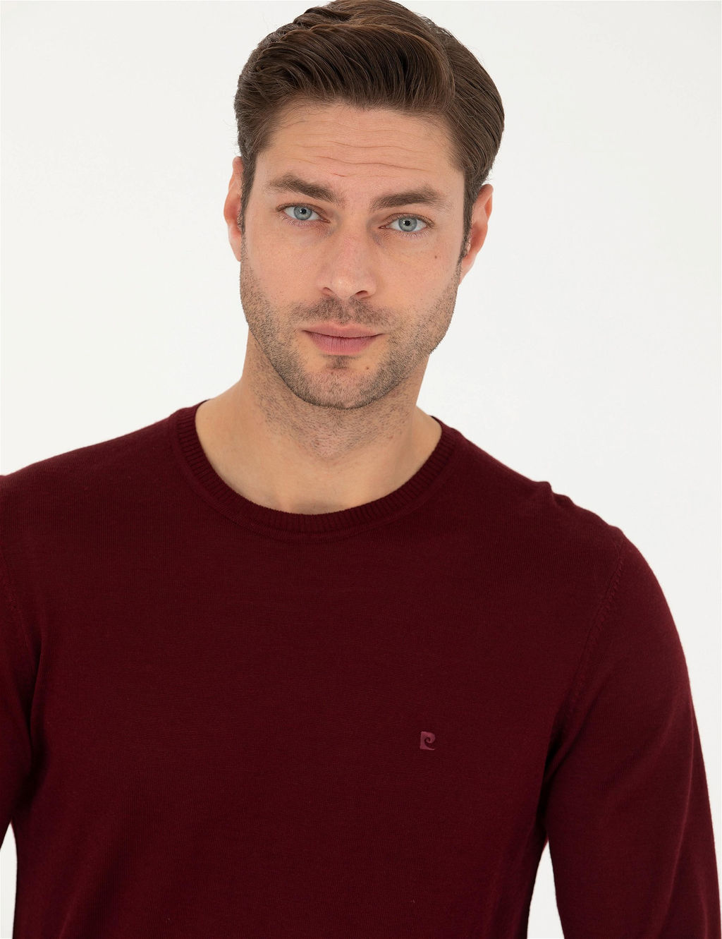 K_rm_z_ Slim Fit Bisiklet Yaka Y_n Kar___ml_ Basic Triko Kazak - Pierre cardin фото 2