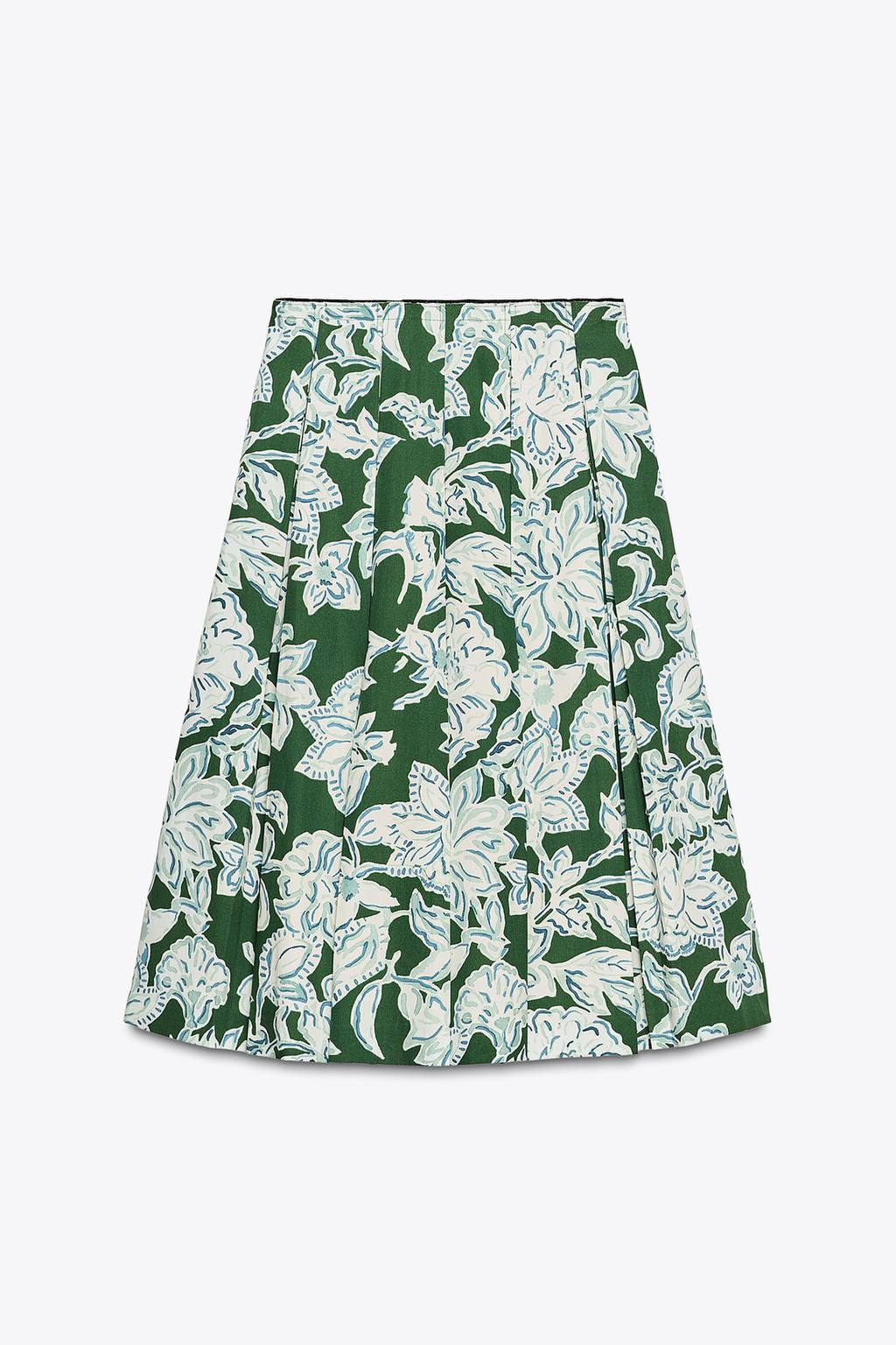 ZW COLLECTION PLEATED FLORAL SKIRT - Zara фото 7