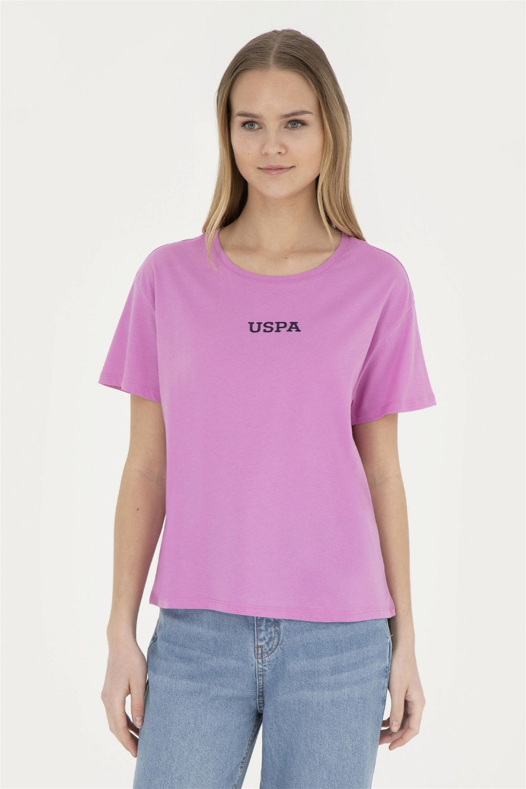 Женская фиолетовая футболка с круглым вырезом - U.s. polo assn фото 3