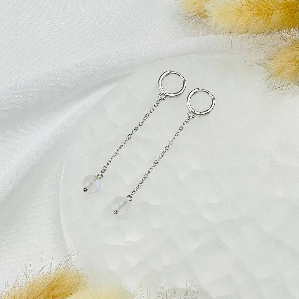 Серьги на цепочке из Лунного камня