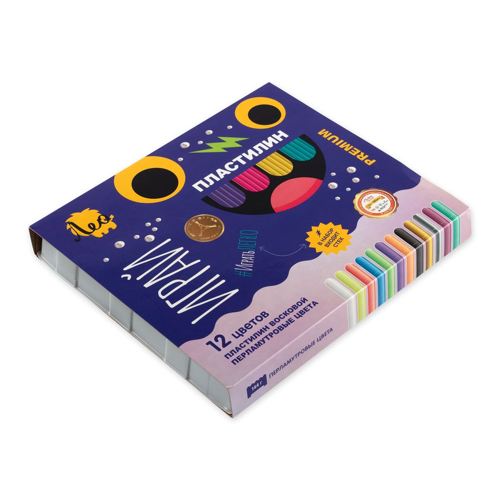 Лео Играй Пластилин восковой. Перламутровые цвета LPMCR-0112 144 г ( в картонной упаковке ) 12 цв