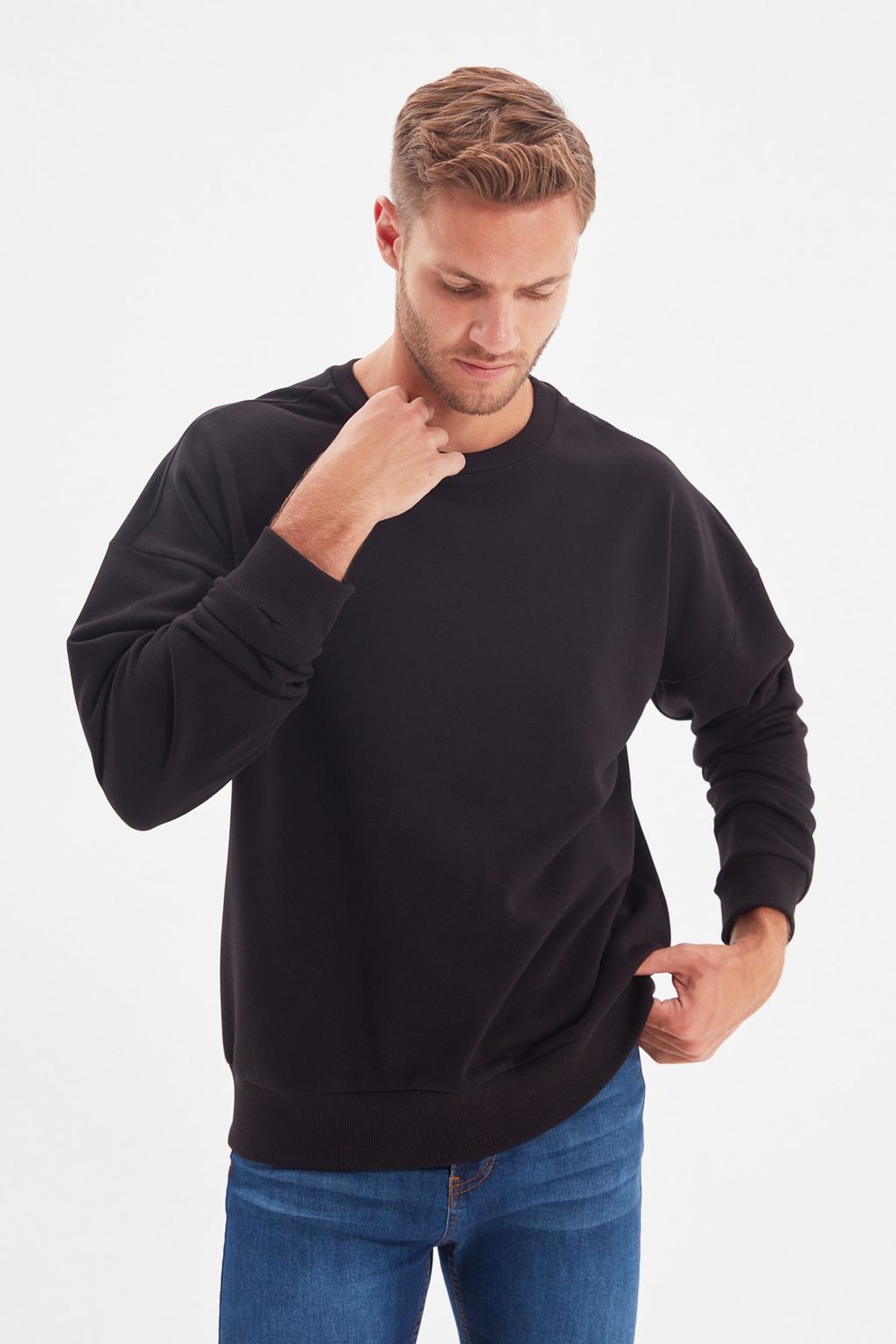 Siyah Oversize/Genis Kesim Sardonsuz Sweatshirt TMNAW22SW0612 - Trendyolmilla фото 3