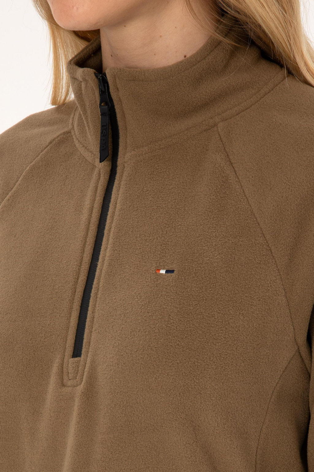 Kad_n A__k Haki Fermuarl_ Dik Yaka Polar Sweatshirt - U.s. polo assn фото 7