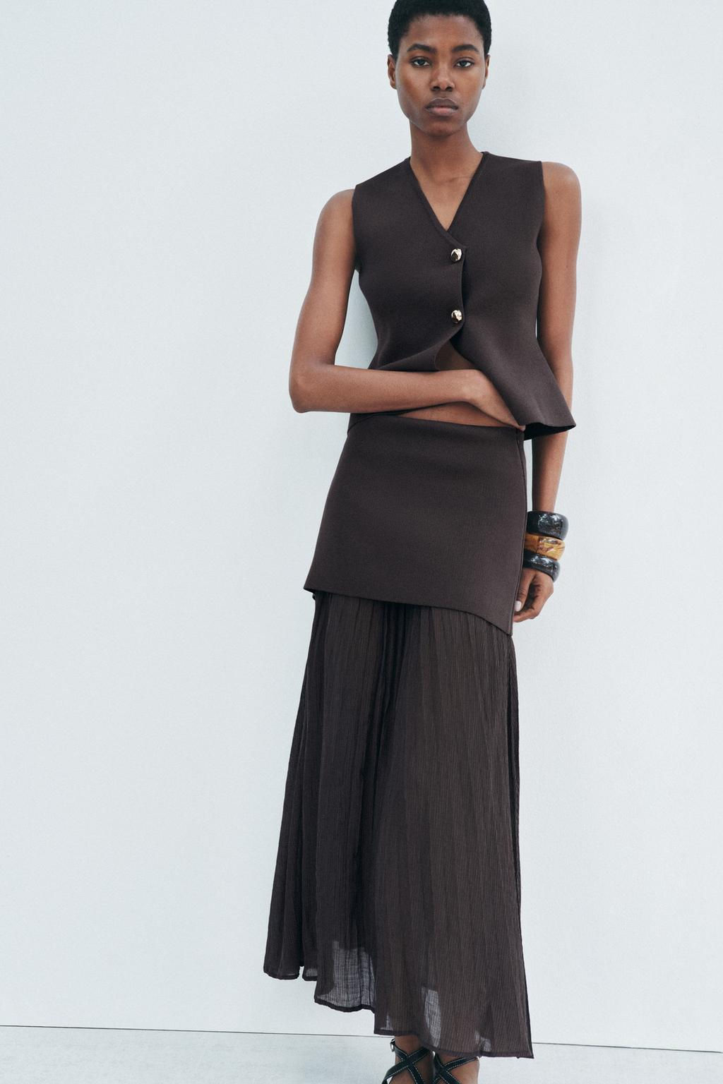 COMBINED PLEATED KNIT SKIRT - Zara фото 27