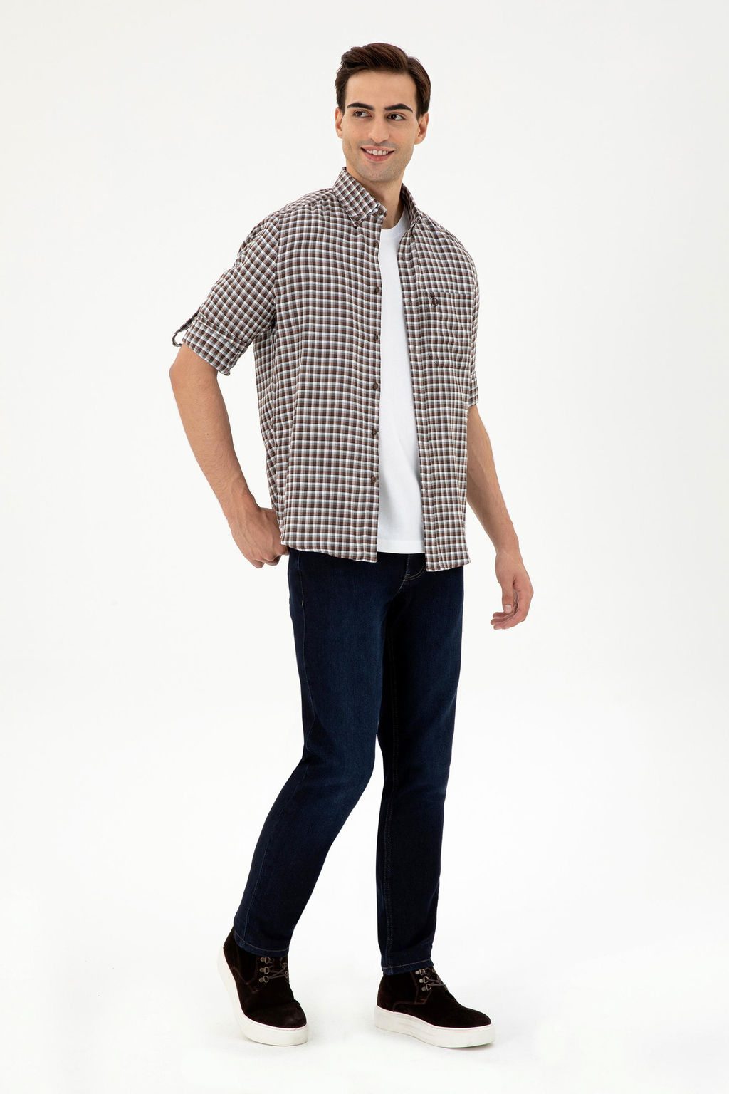 Мужская коричневая рубашка с длинным рукавом Неожиданная скидка в корзине - U.s. polo assn фото 4