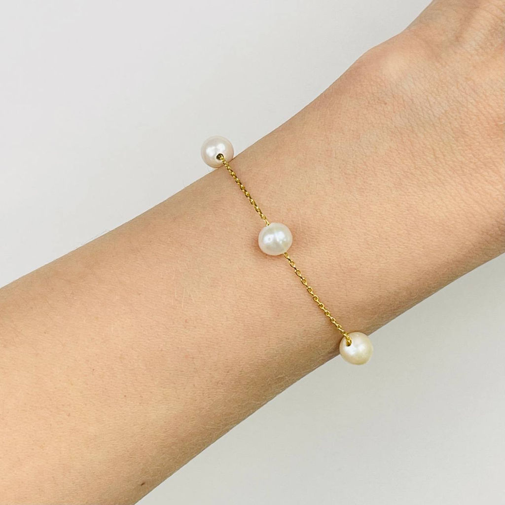 Браслет на цепочке с Жемчугом 17 см +