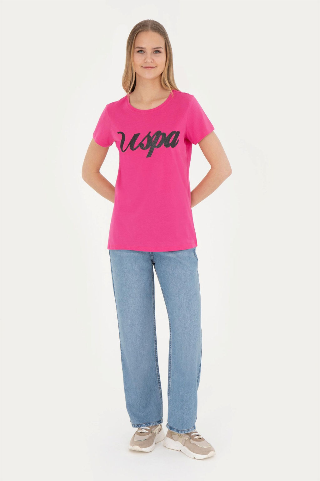 Женская футболка цвета фуксии с круглым вырезом - U.s. polo assn фото 4