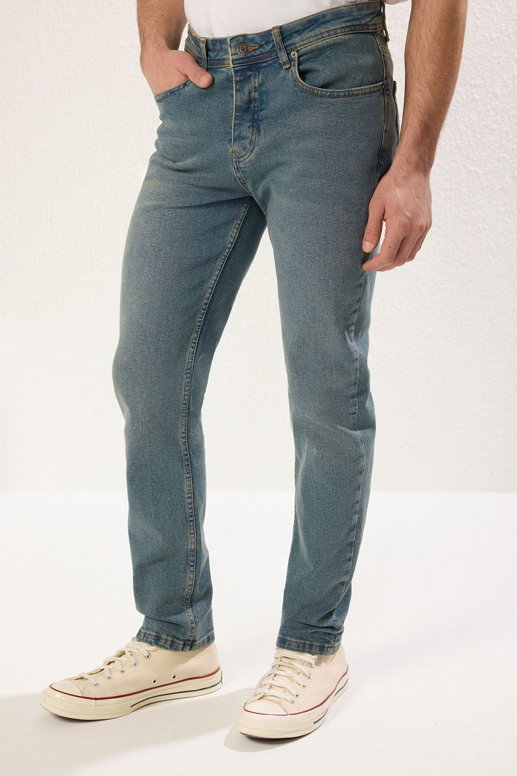 TRENDYOL MAN Indigo Esnek Kumas Skinny Dar Kesim Jeans TMNAW20JE0434 - Trendyolmilla фото 3