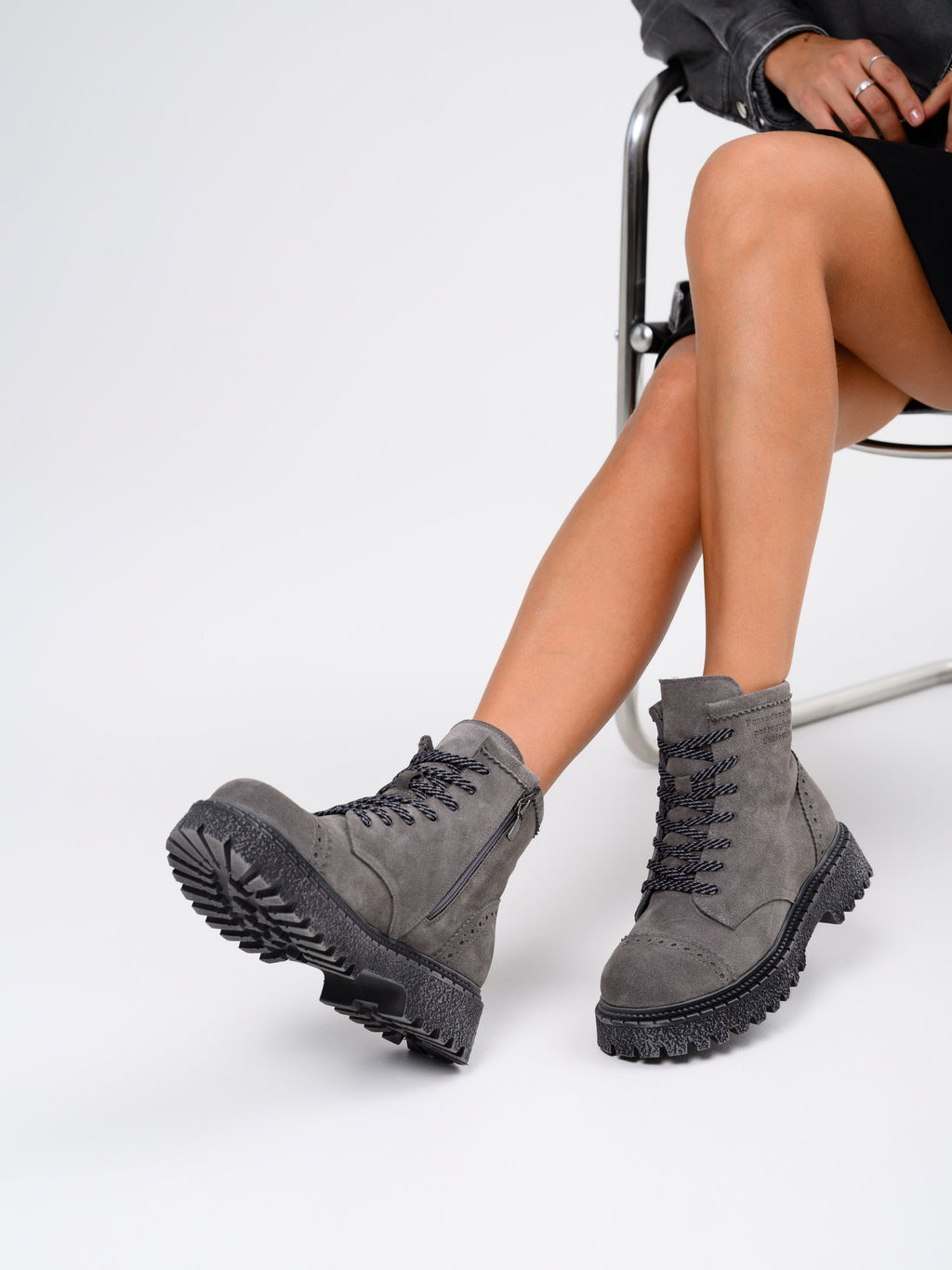 Ботинки 319.22511gr.Серый замок замша/Мех