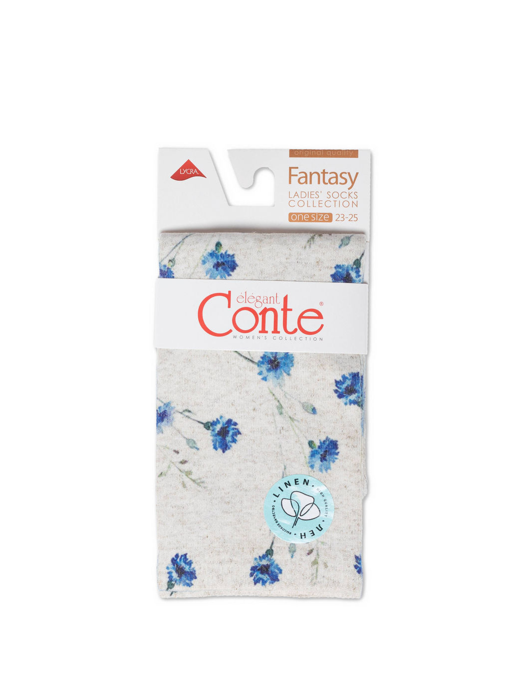 Цена за 2 пары. Носки Классические CONTE Носки с принтом FANTASY из смесовой пряжи с хлопком и льном бежевый - Conte elegant фото 18